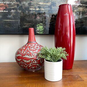 Vintage Amano German Tall Pottery in Oxblood Red